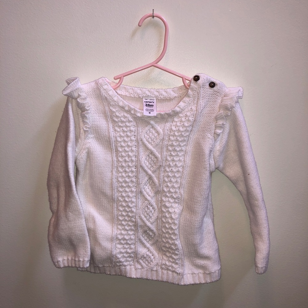 White cable knit sweater